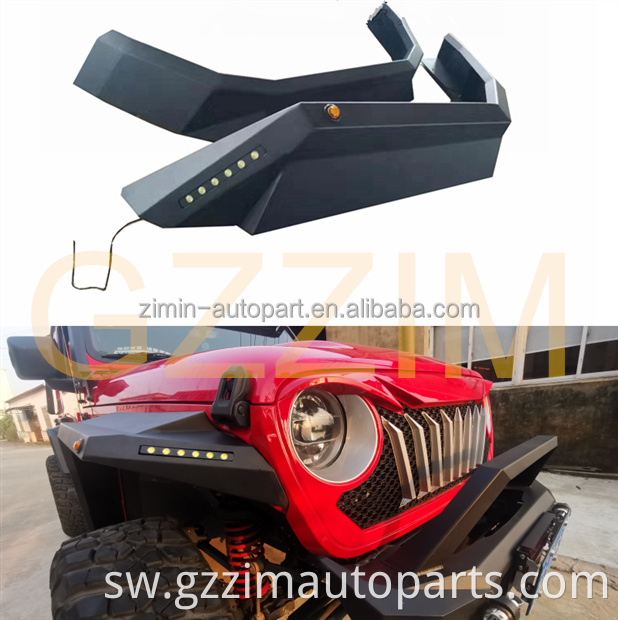4x4 Steel Aluminium Aloi Fender Flare na Mwanga kwa New Wrangler Rubiction JL 2018-2020